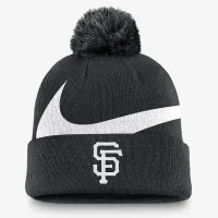 San Francisco Giants Peak мужские Nike MLB Cuffed Pom Beanie цвет черный