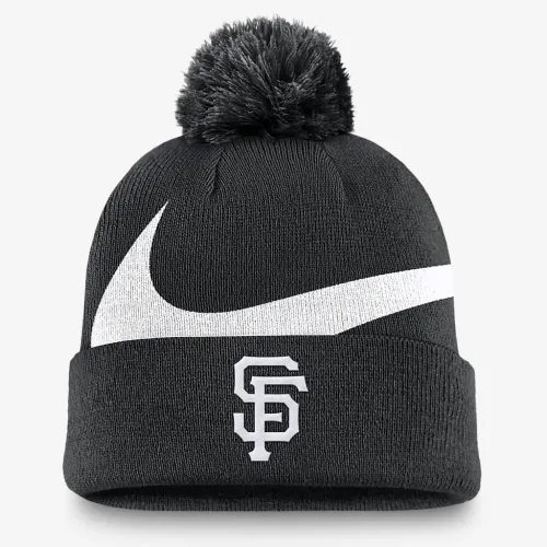 San Francisco Giants Peak чоловічі Nike MLB Cuffed Pom Beanie колір чорний