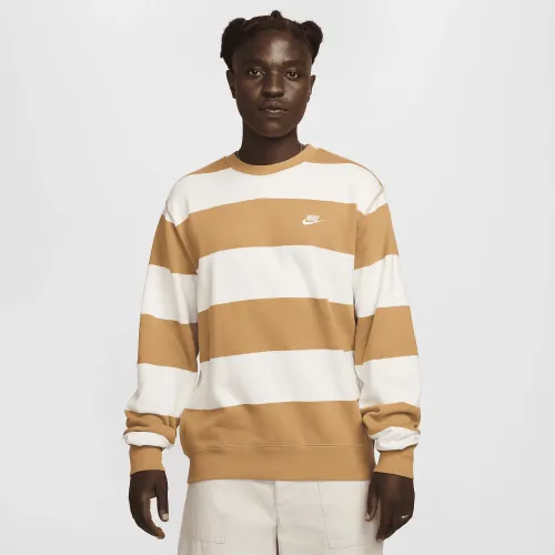 Nike Club Fleece чоловічі Striped Heavyweight French Terry Crew колір коричневий