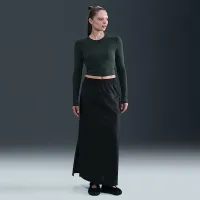 Nike Sportswear Chill Knit женская Slim Long-Sleeve Cropped Top цвет зеленый