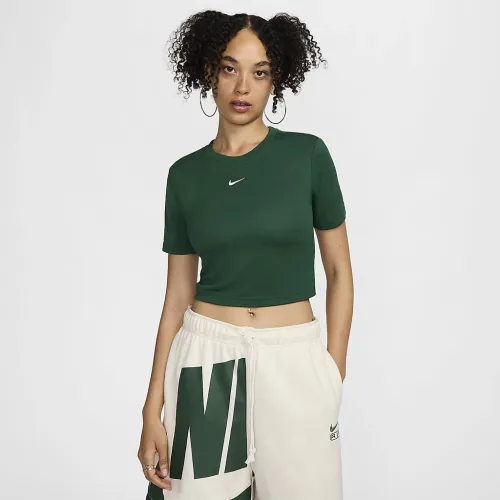 Nike Sportswear Essential женская Slim Cropped футболка цвет зеленый
