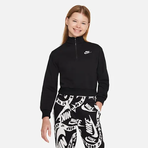 Nike Sportswear Club Fleece Big дитячі (Girls') 1/2-Zip Long-Sleeve Top колір чорний