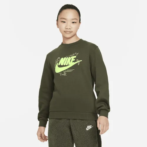 Nike Sportswear Club+ Big дитячі світшот колір зелений