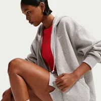 Nike Sportswear Phoenix Fleece женская оверсайз Full-Zip Толстовка с капюшоном цвет серый