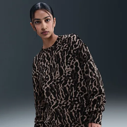 Nike Sportswear Phoenix Fleece жіноча оверсайз Printed Crew-Neck світшот колір чорний