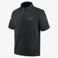 New York Jets Sideline Coach чоловічі Nike NFL 1/2-Zip Short-Sleeve Hooded Куртка колір чорний