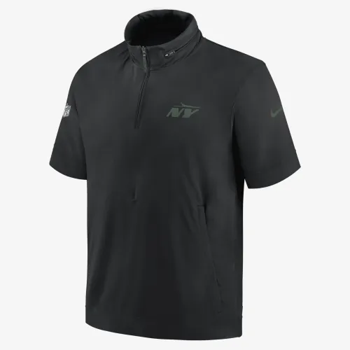 New York Jets Sideline Coach чоловічі Nike NFL 1/2-Zip Short-Sleeve Hooded Куртка колір чорний