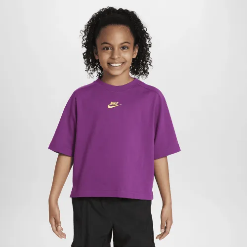 Nike Sportswear Big дитячі (Girls') Short-Sleeve Top колір фіолетовий
