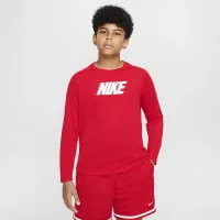 Nike Dri-FIT Multi+ Big детские (для мальчиков) Long-Sleeve Top (Extended Size) цвет красный