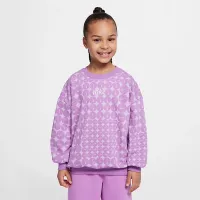 Nike Essentials Little дитячі Printed French Terry Crew Top колір фіолетовий