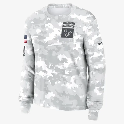 Houston Texans Salute to Service Edge Lockup жіноча Nike Dri-FIT NFL Long-Sleeve футболка колір білий