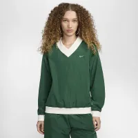 Nike Sportswear Essential женская Loose UV Woven Long-Sleeve V-Neck Top цвет зеленый