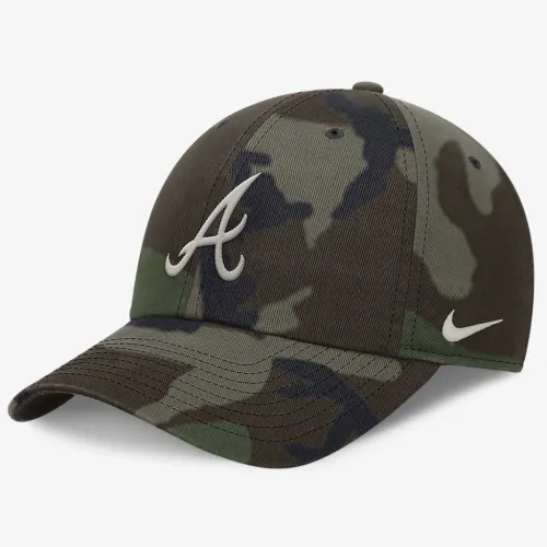 Atlanta Braves Camo Club мужские Nike MLB Adjustable Hat цвет зеленый