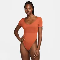 Nike Sportswear Chill Knit женская Tight Sweater Short-Sleeve Bodysuit Orange