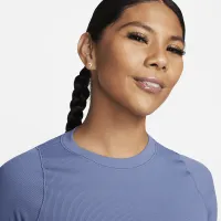 Nike Zenvy Rib женская Dri-FIT Short-Sleeve Cropped Top синий