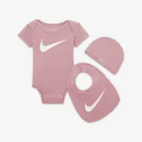 Nike Baby (3-6M) Swoosh Beanie, Bib and Bodysuit Box набор Pink