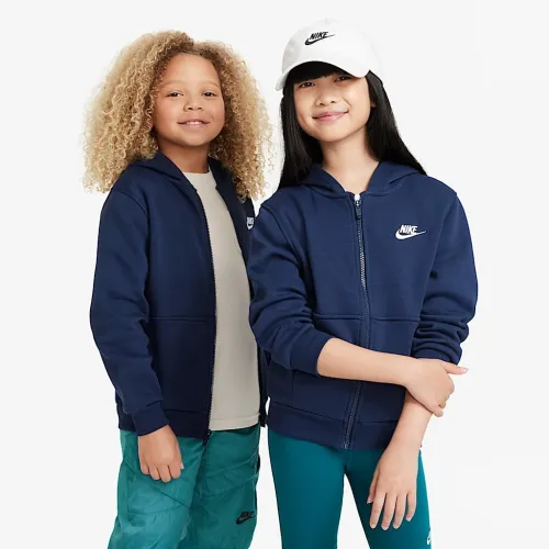 Nike Sportswear Club Fleece Big детские Full-Zip Толстовка с капюшоном синий