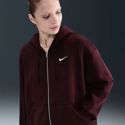 Nike Sportswear Phoenix Fleece женская оверсайз Full-Zip Толстовка с капюшоном цвет красный