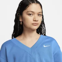 Nike Sportswear Phoenix Fleece женская Cropped V-Neck Top синий