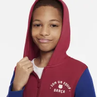 Nike FC Barcelona Big детские (для мальчиков) Full-Zip French Terry Толстовка с капюшоном цвет красный