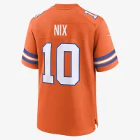 Bo Nix Denver Broncos мужские Nike NFL Game Jersey Orange