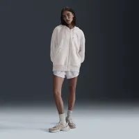 Nike Sportswear Phoenix Plush женская оверсайз Cozy Fleece Full-Zip Толстовка с капюшоном цвет коричневый