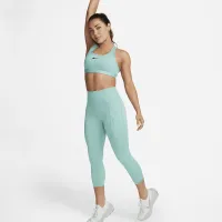 Nike Go женская Firm-Support С высокой Талией Cropped лосины с карманамицвет зеленый