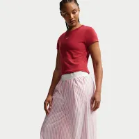 Nike Sportswear Chill Poplin женская Loose Mid-Rise Woven Striped Pants Pink