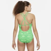 Nike Swim Retro Flow Big детские (Girls') T-Back One-Piece Swimsuit цвет зеленый