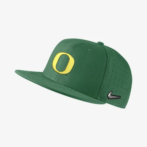Oregon Nike College Fitted Baseball Hat Green