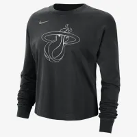 Miami Heat Courtside женская Nike NBA Shine Boxy Long-Sleeve футболка цвет черный