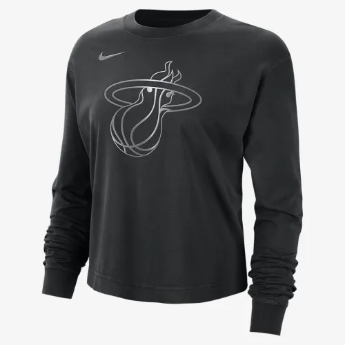 Miami Heat Courtside женская Nike NBA Shine Boxy Long-Sleeve футболка цвет черный