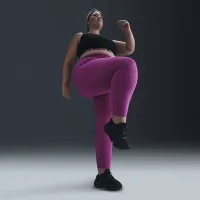 Nike One женская С высокой Талией 7/8 лосины с карманами(большие размеры) цвет фиолетовый