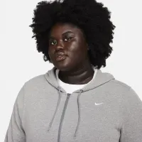 Nike Dri-FIT One женская Full-Zip French Terry Толстовка с капюшоном (большие размеры) цвет серый