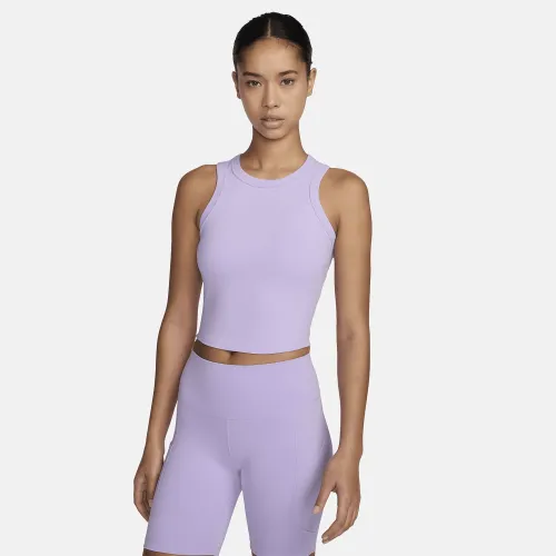 Nike One Fitted жіноча Dri-FIT Cropped Tank Top колір фіолетовий