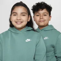 Nike Sportswear Club Fleece Big детские Pullover Толстовка с капюшоном (Extended Size) цвет зеленый