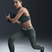 Nike Pro женская Mid-Rise Crop Mesh Panel лосины цвет зеленый
