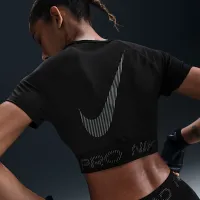 Nike Pro жіноча Dri-FIT Short-Sleeve Cropped Graphic Top колір чорний