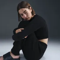 Nike Sportswear Phoenix Cozy Букле женская Tight Long-Sleeve Knit Top цвет черный