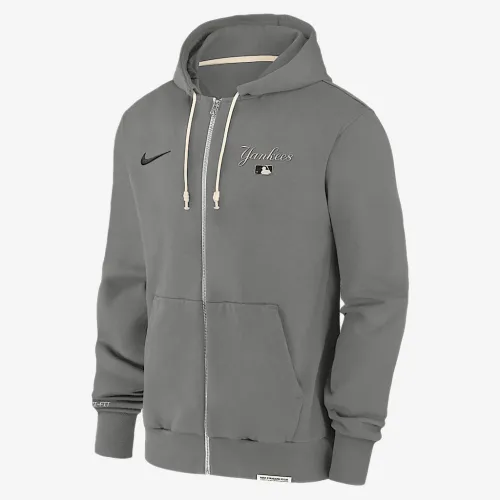 New York Yankees Authentic Collection Travel чоловічі Nike Dri-FIT MLB Full-Zip Толстовка з капюшоном колір сірий