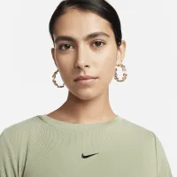 Nike Sportswear Essential женская Ribbed Long-Sleeve Mod Crop Top цвет зеленый