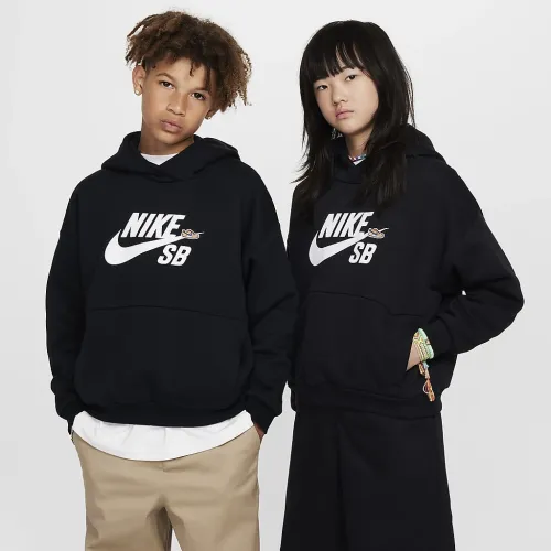 Nike SB Icon Fleece EasyOn Big дитячі оверсайз Pullover Толстовка з капюшоном колір чорний