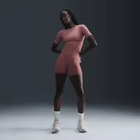 Nike Zenvy Rib женская Dri-FIT Short-Sleeve Top Pink
