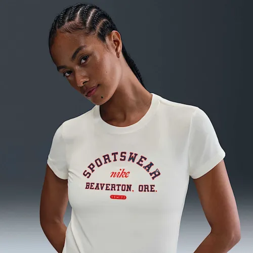 Nike Sportswear Phoenix женская Slim Short-Sleeve футболка цвет коричневый