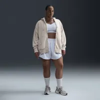 Nike Sportswear Phoenix Plush женская оверсайз Cozy Fleece Full-Zip Толстовка с капюшоном (большие размеры) цвет коричневый