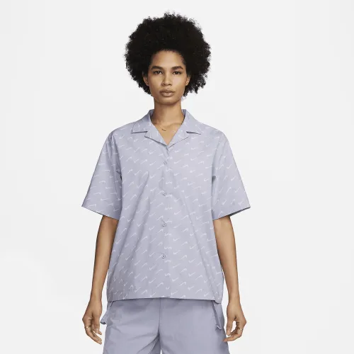 Nike Sportswear Everyday Modern женская Woven Short-Sleeve Top цвет фиолетовый