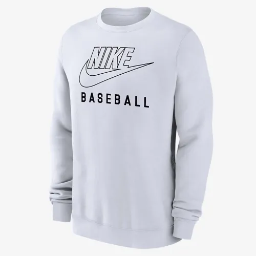 Nike Swoosh Club Fleece чоловічі Baseball Pullover Crew-Neck світшот колір білий