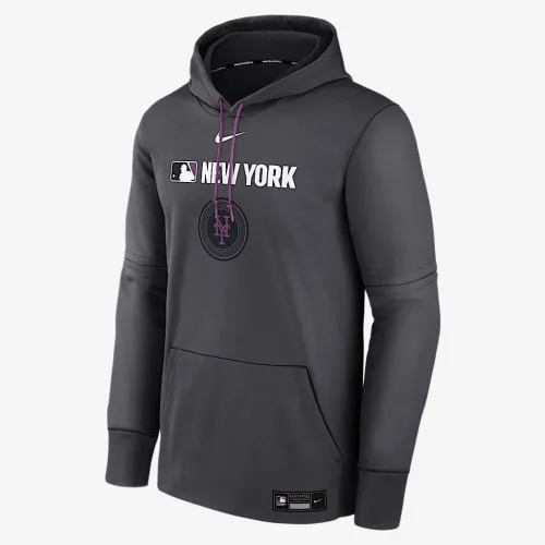 New York Mets Authentic Collection City Connect чоловічі Nike Therma MLB Pullover Толстовка з капюшоном колір сірий