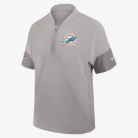 Miami Dolphins Sideline Coach чоловічі Nike NFL 1/2-Zip Short-Sleeve Hooded Куртка колір сірий