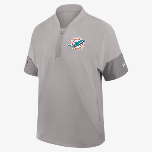 Miami Dolphins Sideline Coach чоловічі Nike NFL 1/2-Zip Short-Sleeve Hooded Куртка колір сірий